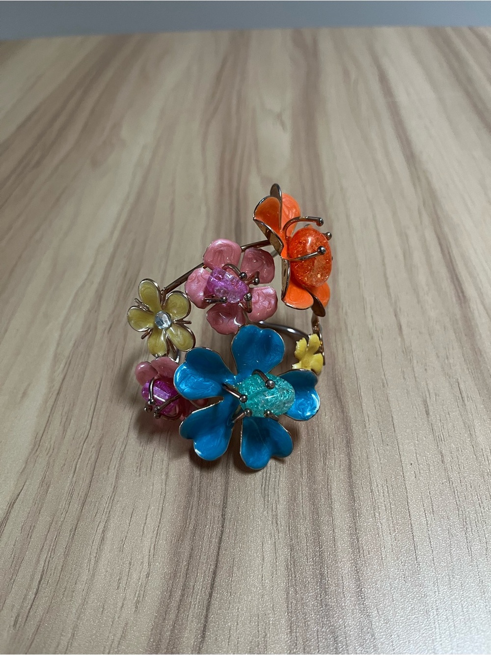 Multicolor Floral Bracelet - Blue, Pink, Orange, Yellow